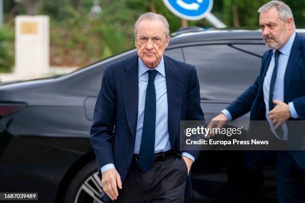 The president of Real Madrid, Florentino Perez, on his arrival at the mortuary in Pozuelo de Alarcon, on 17 September, 2023 in Pozuelo de Alarcon,...