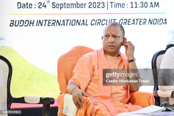 Uttar Pradesh Chief Minister Yogi Adityanath during the Invest UP, sports in Uttar Pradesh and India on the sidelines of the Moto GP, Indian Grand...