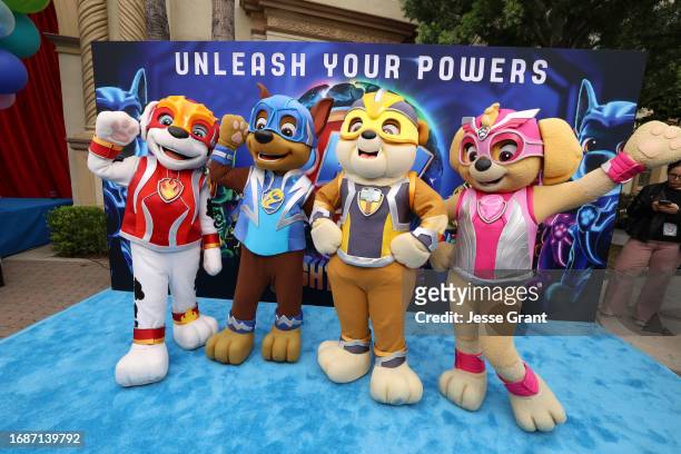 The Paw Patrol mascots attend a special screening of "Paw Patrol: The Mighty Movie" at Paramount Pictures Studios on September 17 in Los...