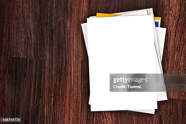 magazines - blank paper on table stock pictures, royalty-free photos & images