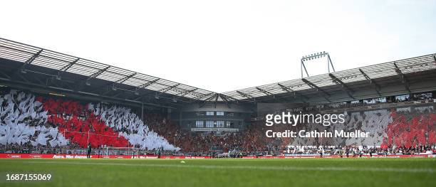 Choreographie shown by the supporters of FC St. Pauli prior to the Second Bundesliga match between FC St. Pauli and Holstein Kiel at Millerntor...