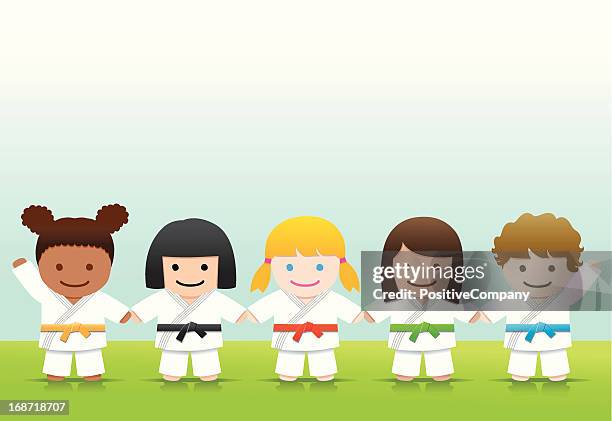 martial arts: judo karate girls - aikido stock illustrations