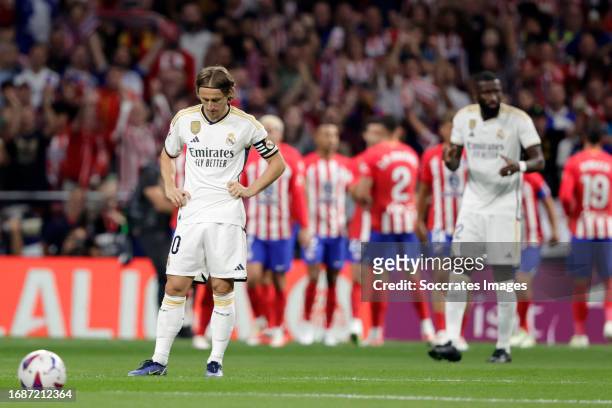 Luka Modric of Real Madrid disappointed during the LaLiga EA Sports match between Atletico Madrid v Real Madrid at the Civitas Metropolitano Stadium...