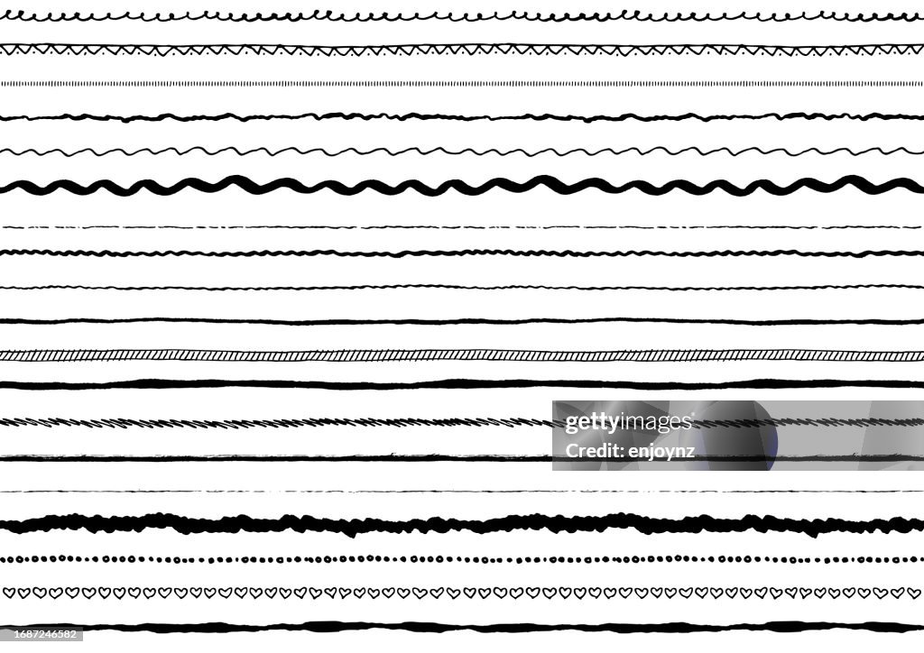 Seamless black pen marker scribbled doodle lines