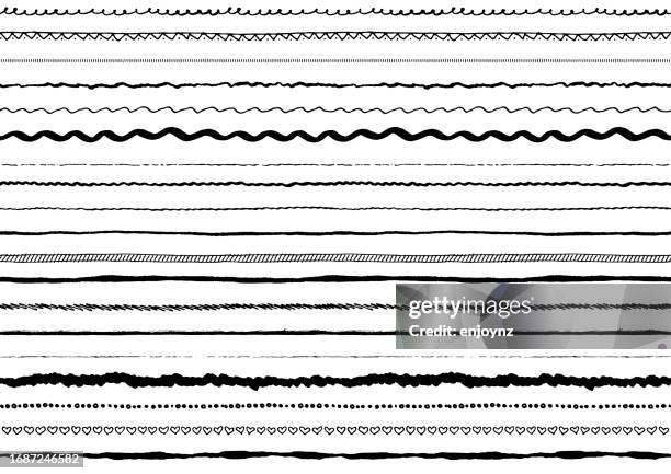 seamless black pen marker scribbled doodle lines - strip stock illustrations