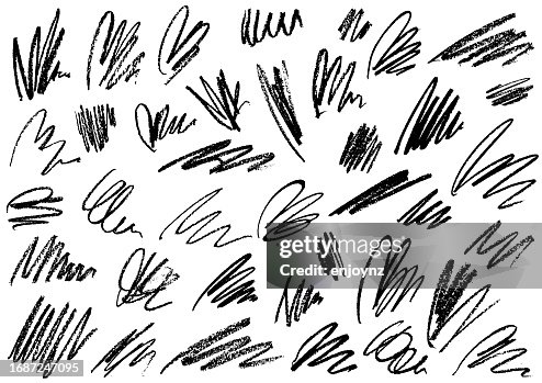 Black crayon scribbled doodle lines Black crayon scribbled doodle lines
