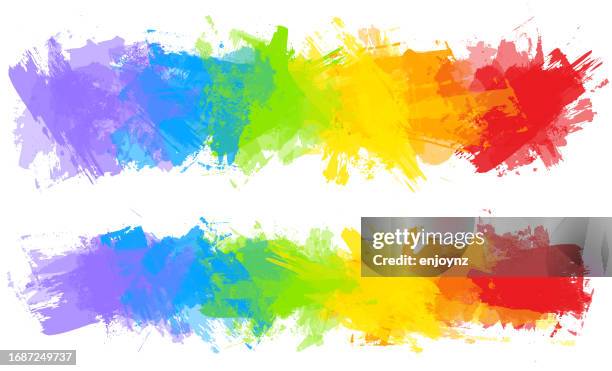 rainbow colored grunge paint banner patterns background - lgbtq pride background stock illustrations