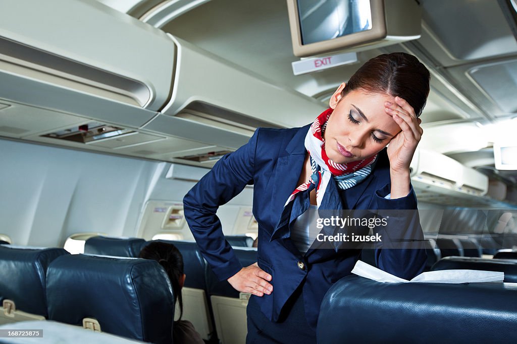 Tired air stewardess