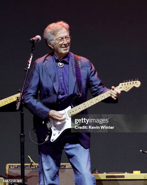 Eric Clapton performs onstage during Day 1 of Eric Clapton's Crossroads Guitar Festival at Crypto.com Arena on September 23, 2023 in Los Angeles,...