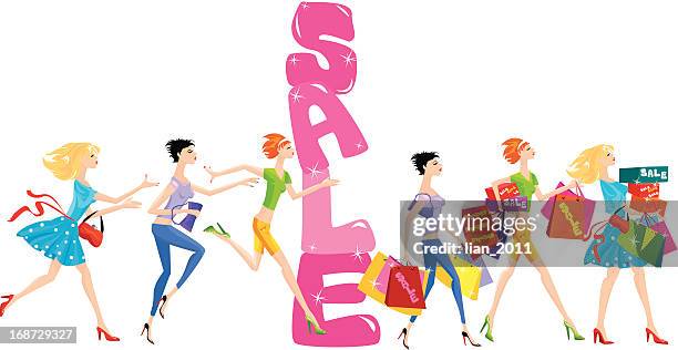 Venta De Dibujos Animados Con Grupo De Divertido Chicas De Compras Tiempo Ilustración de stock - Getty Images Venta De Dibujos Animados Con Grupo De Divertido Chicas De Compras Tiempo Ilustración de stock - Getty Images