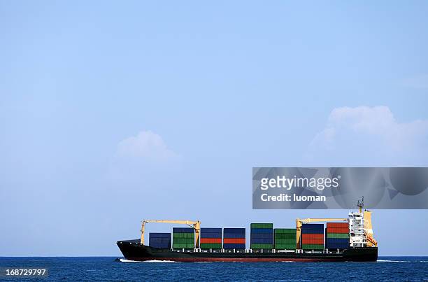 cargo boat - container ship stock pictures, royalty-free photos & images