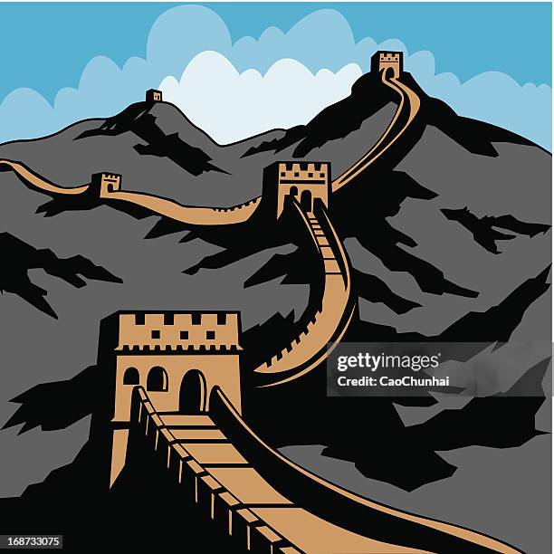 the great wall - great wall of china stock illustrations