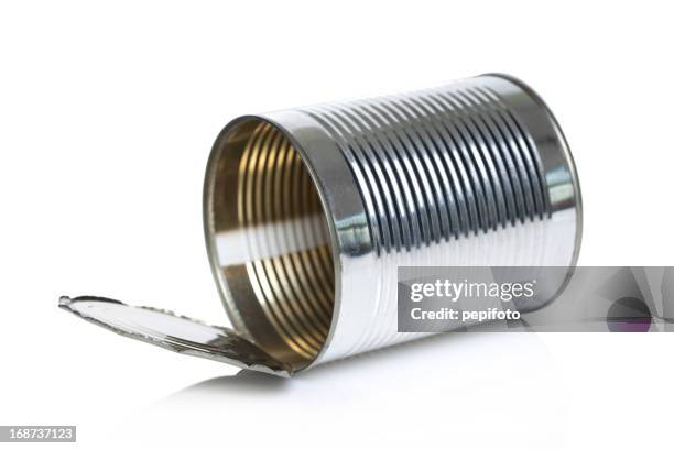 empty metallic open can - aluminum stock pictures, royalty-free photos & images