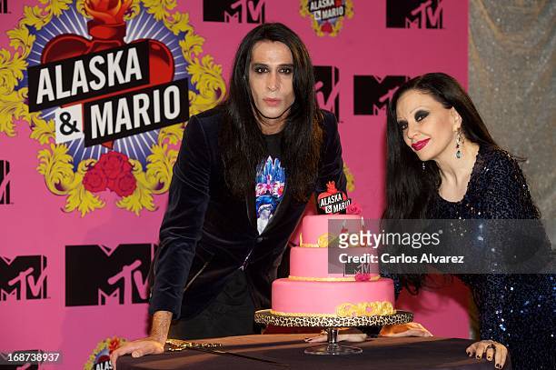 Singer Alaska and husband Mario Vaquerizo present "Alaska & Mario" new MTV season at Florida Park club on May 14, 2013 in Madrid, Spain.