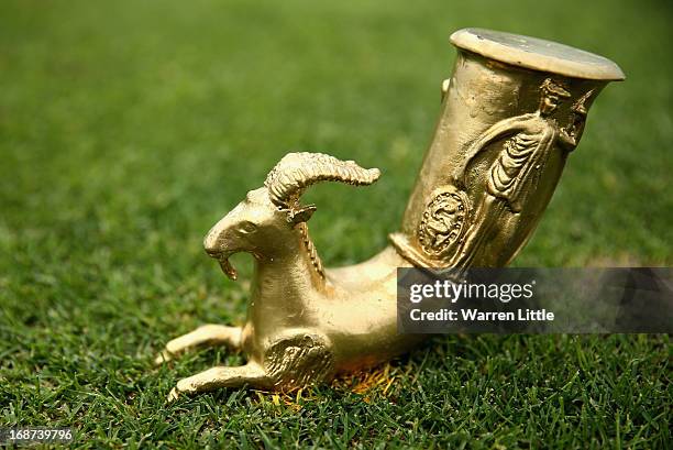 Tee marker is pictured during practice for the Volvo World Match Play Championship at Thracian Cliffs Golf & Beach Resort on May 14, 2013 in Kavarna,...