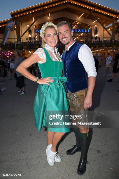 Giulia Siegel and Ludwig Heer during 2023 Oktoberfest on September 17, 2023 in Munich, Germany.