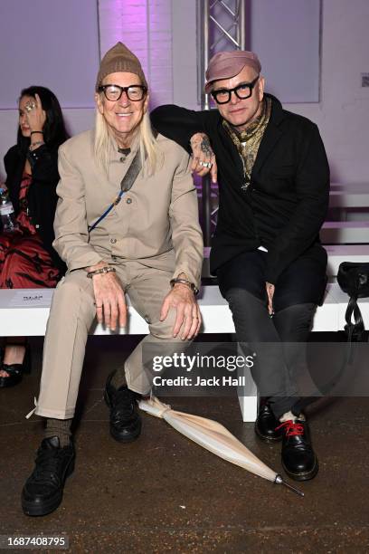 Michael Costiff and guest attend the Pam Hogg during London Fashion Week September 2023 at the Protein Studios on September 17, 2023 in London,...