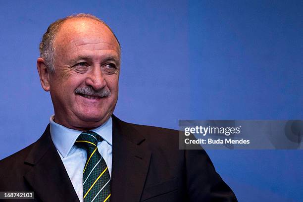 Brazilian national football team coach, Luiz Felipe Scolari, holds a press conference to announce the national squad for Confederations Cup at...