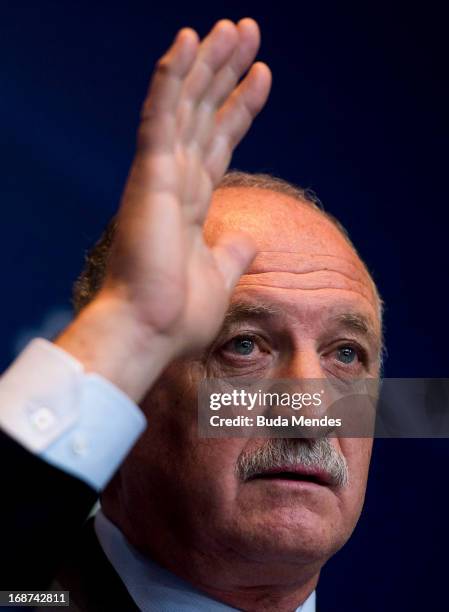 Brazilian national football team coach, Luiz Felipe Scolari, holds a press conference to announce the national squad for Confederations Cup at...