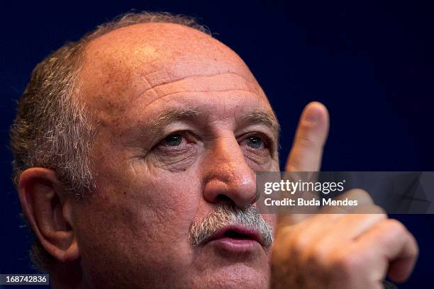 Brazilian national football team coach, Luiz Felipe Scolari, holds a press conference to announce the national squad for Confederations Cup at...