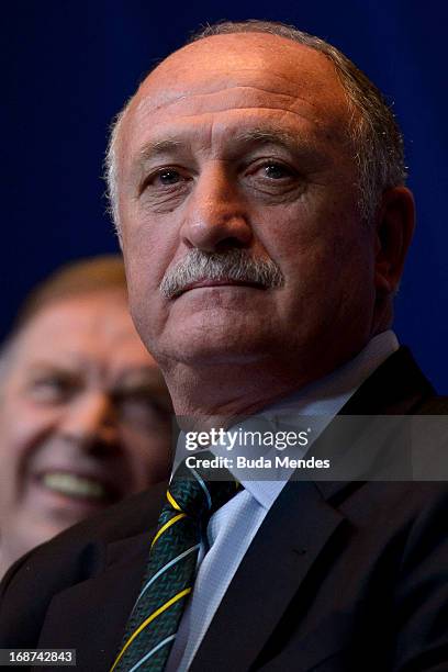 Brazilian national football team coach, Luiz Felipe Scolari, holds a press conference to announce the national squad for Confederations Cup at...