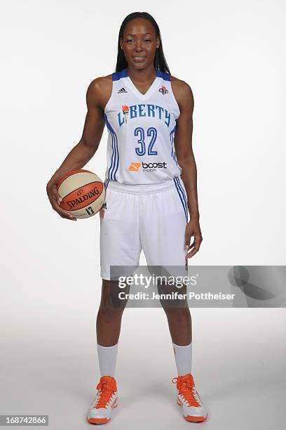 Cheryl Ford of the New York Liberty poses for a photo during WNBA Media Day on May 13, 2013 at the Madison Square Garden Training Facility in...