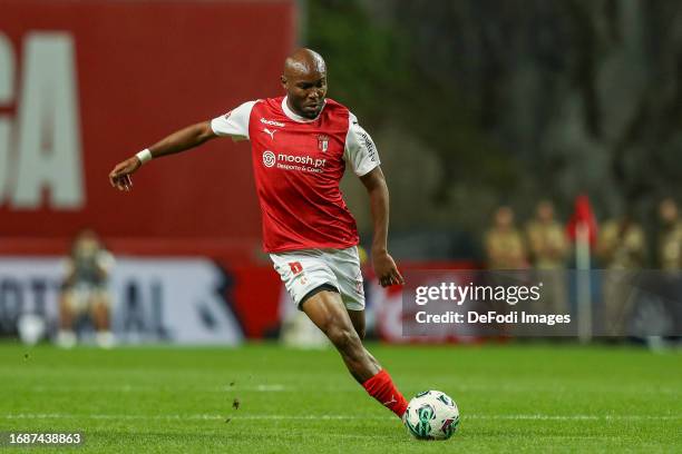 Al Musrati of Braga in action during the Liga Portugal Bwin match between Sporting Braga and Boavista at Estadio Municipal de Braga on September 24,...