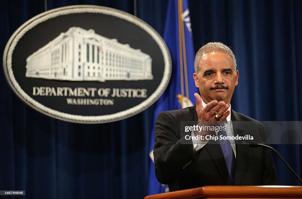 Attorney General Holder Holds Press Conference At Justice Dep't