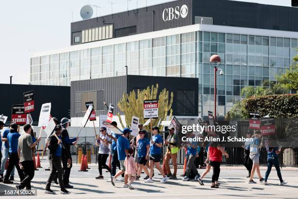 Hollywood, CA Members of WGA picket in front of CBS Television City on Sunday, Sept. 24, 2023 in Hollywood, CA. Saturday marked the fourth straight...