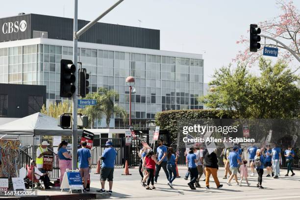 Hollywood, CA Members of WGA picket in front of CBS Television City on Sunday, Sept. 24, 2023 in Hollywood, CA. Saturday marked the fourth straight...