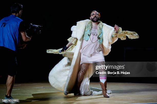 Carlos Areces of music group Ojete Calor during Finals of Supercopa of Liga Endesa match between Real Madrid and Unicaja Malaga at Palacio de los...