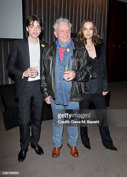 Sascha Bailey, David Bailey and Catherine Bailey attend the launch of Samsung's NX Smart Camera at a charity auction with David Bailey in aid of...