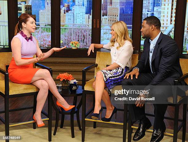 Stops by on "LIVE with Kelly and Michael," distributed by Disney-Walt Disney Television via Getty Images Domestic Television. ALYSON HANNIGAN, KELLY...