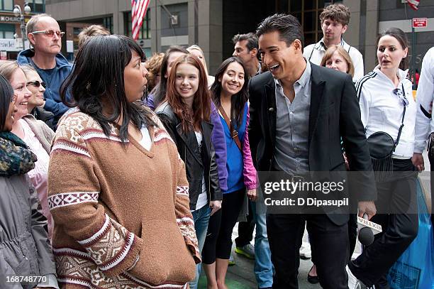 Mario Lopez tapes "Extra" in Times Square on May 14, 2013 in New York City.