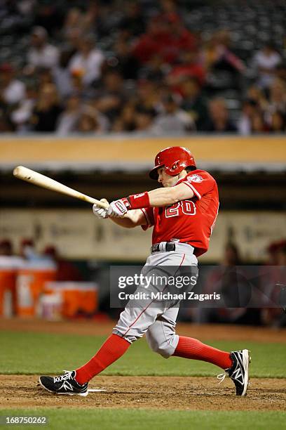 Brendan Harris of the Los Angeles Angels of Anaheim bats during the game against the Oakland Athletics at O.co Coliseum on April 30, 2013 in Oakland,...