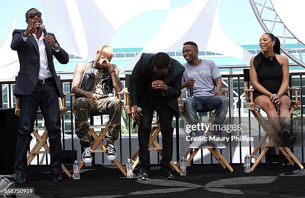 Chris Tucker, Chris Brown, Charlie Wilson, Kendrick Lamar and Tamar Braxton attend the BET Awards 2013 Press Conference at Icon Ultra Lounge on May...