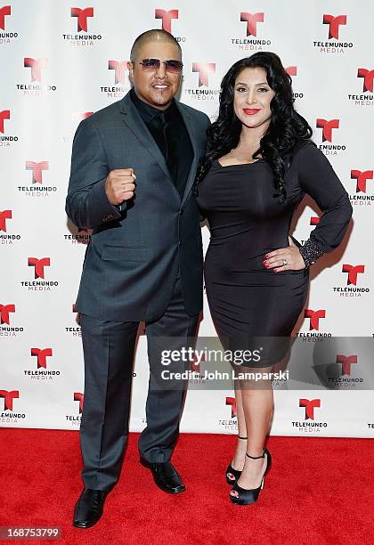 Fernando Vargas and Martha Lopez Vargas attend the 2013 Telemundo Upfront at Frederick P. Rose Hall, Jazz at Lincoln Center on May 14, 2013 in New...