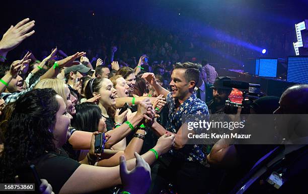 Brandon Flowers performs during The Killers "Battle Born" tour at Madison Square Garden on May 14, 2013 in New York City.