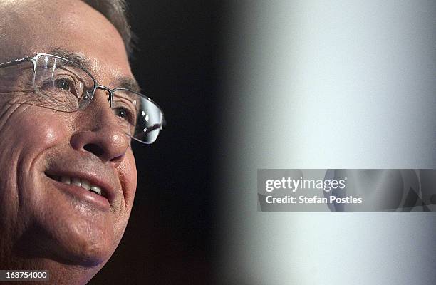 Deputy Prime Minister and Treasurer Wayne Swan delivers his post Budget Press Club address in the Great Hall on May 15, 2013 in Canberra, Australia....