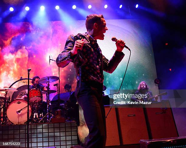 Brandon Flowers performs during The Killers "Battle Born" tour at Madison Square Garden on May 14, 2013 in New York City.