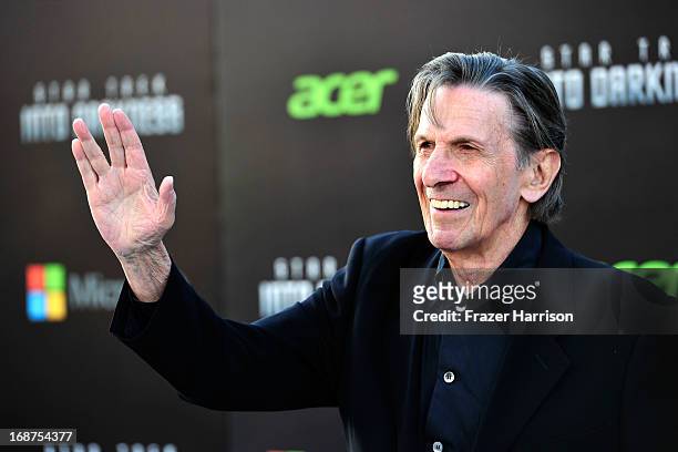 Actor Leonard Nimoy arrives at the premiere of Paramount Pictures' 'Star Trek Into Darkness' at the Dolby Theatre on May 14, 2013 in Hollywood,...