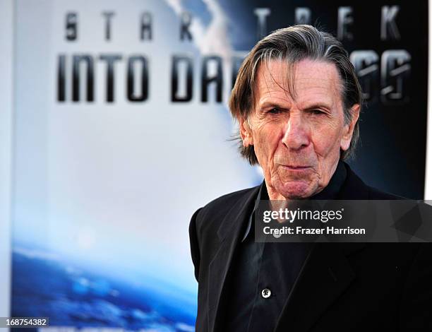 Actor Leonard Nimoy arrives at the premiere of Paramount Pictures' 'Star Trek Into Darkness' at the Dolby Theatre on May 14, 2013 in Hollywood,...