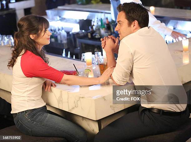 Zooey Deschanel and Jake Johnson star in the "First Date" season finale episode of NEW GIRL airing Tuesday, April 4, 2013 on FOX.