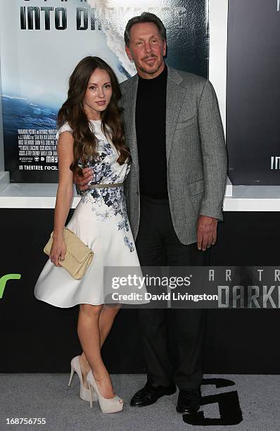 Oracle CEO Larry Ellison and Nikita Kahn attend the premiere of Paramount Pictures' "Star Trek Into Darkness" at the Dolby Theatre on May 14, 2013 in...