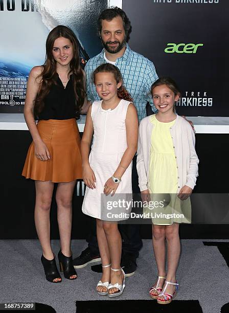 Director Judd Apatow and daughters Maude Apatow and Iris Apatow and guest attend the premiere of Paramount Pictures' "Star Trek Into Darkness" at the...