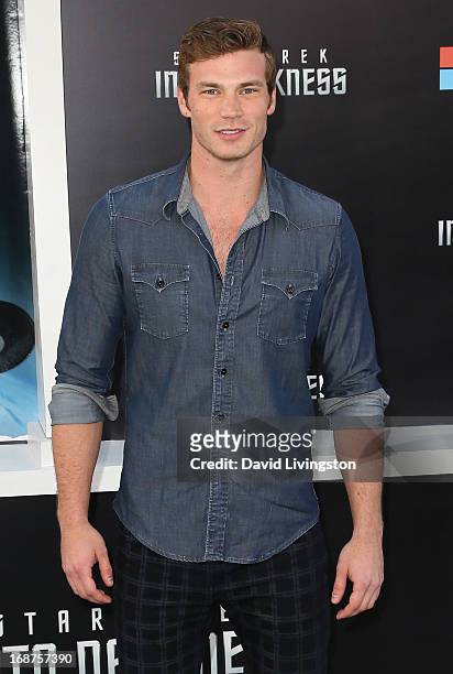 Actor Derek Theler attends the premiere of Paramount Pictures' "Star Trek Into Darkness" at the Dolby Theatre on May 14, 2013 in Hollywood,...