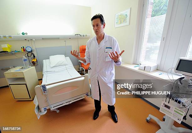 Eric Senneville, head of the Infectious and Travel diseases unit at the Tourcoing Hospital, speaks in a hospital room, on May 14, 2013 in Tourcoing,...