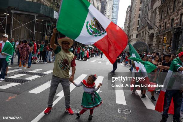 New York City's Mexican-American community celebrates Mexico's Independence at the annual Mexico Day Parade, September 17, 2023 in midtown New York...