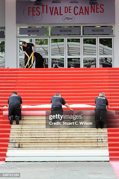 The Red Carpet is laid on the Opening Day of the 66th Annual Cannes Film Festival on May 15, 2013 in Cannes, France.