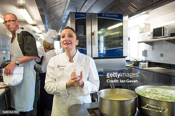 Electrolux partner chef Anne-Sophie Pic attends Electrolux 'Film Festival de Cannes' Gala Dinner Preparation at Villa Archange on May 14, 2013 in...